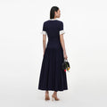 Navy Rib Knit Midi Dress