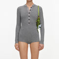 Grey Button Knit Playsuit
