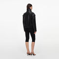 Black Faux Leather Bomber Jacket