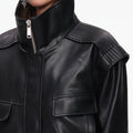 Black Faux Leather Bomber Jacket