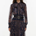 Navy Printed Georgette Maxi Dress