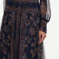 Navy Printed Georgette Maxi Dress