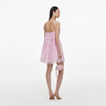 Pink Sequin Lace Cape Mini Dress