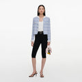 Blue Check Knit Beaded Jacket