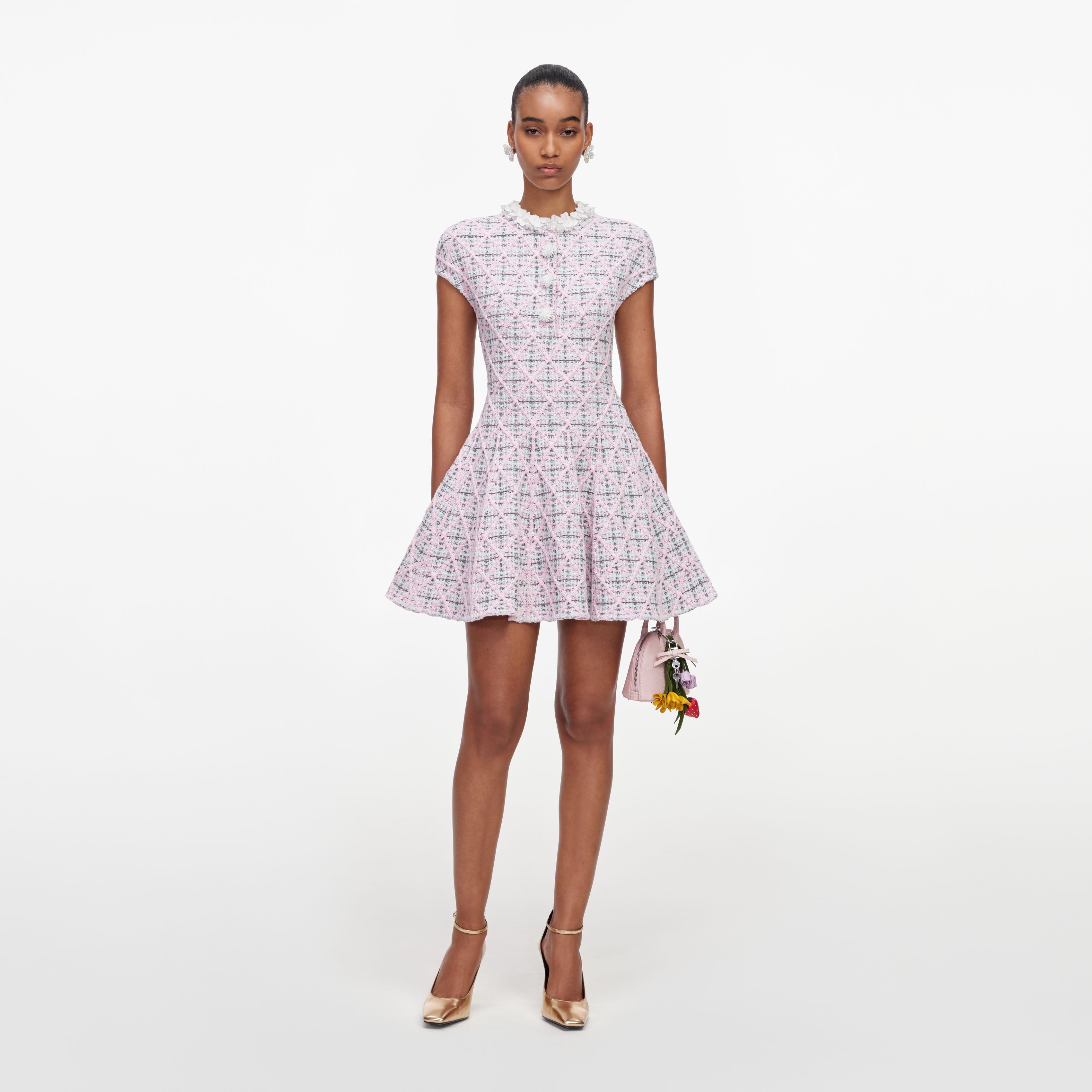 self portrait beaded dress Beaded fishnet midi dress in purple - Self Portrait