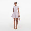 Pink Check Knit Beaded Mini Dress