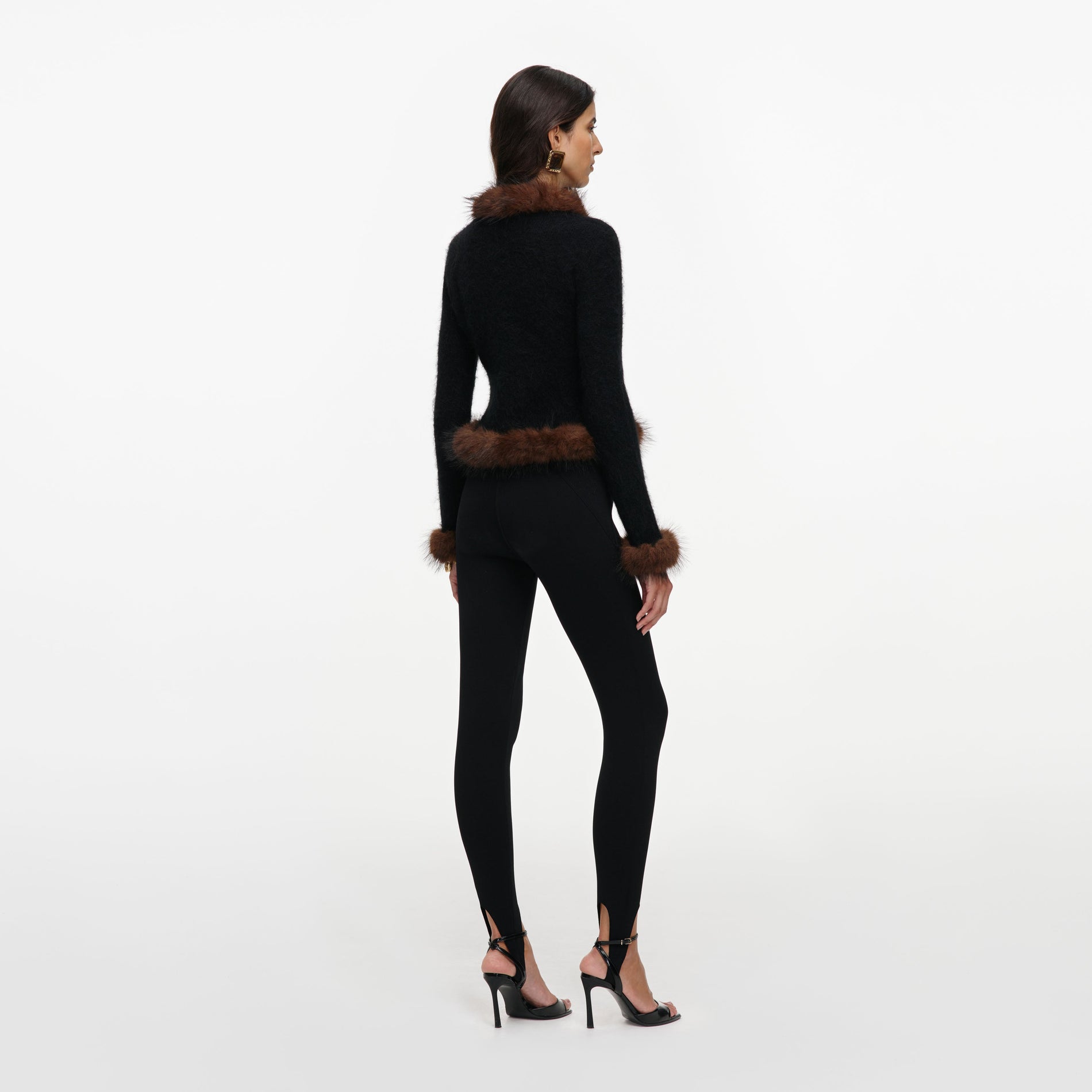 Black Faux Fur Knit Cardigan