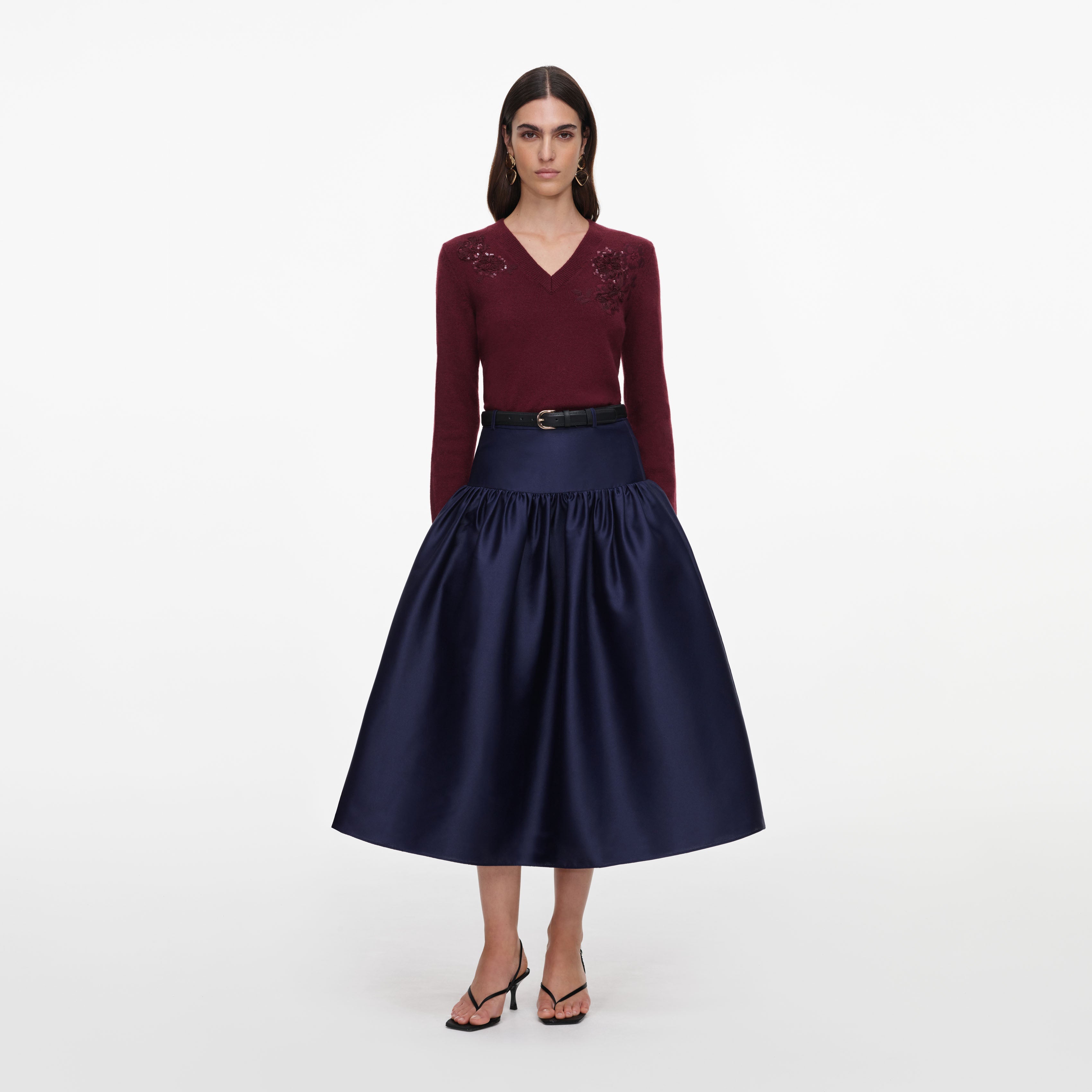 Burgundy Flower Wool Jumper
