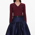 Burgundy Flower Wool Jumper