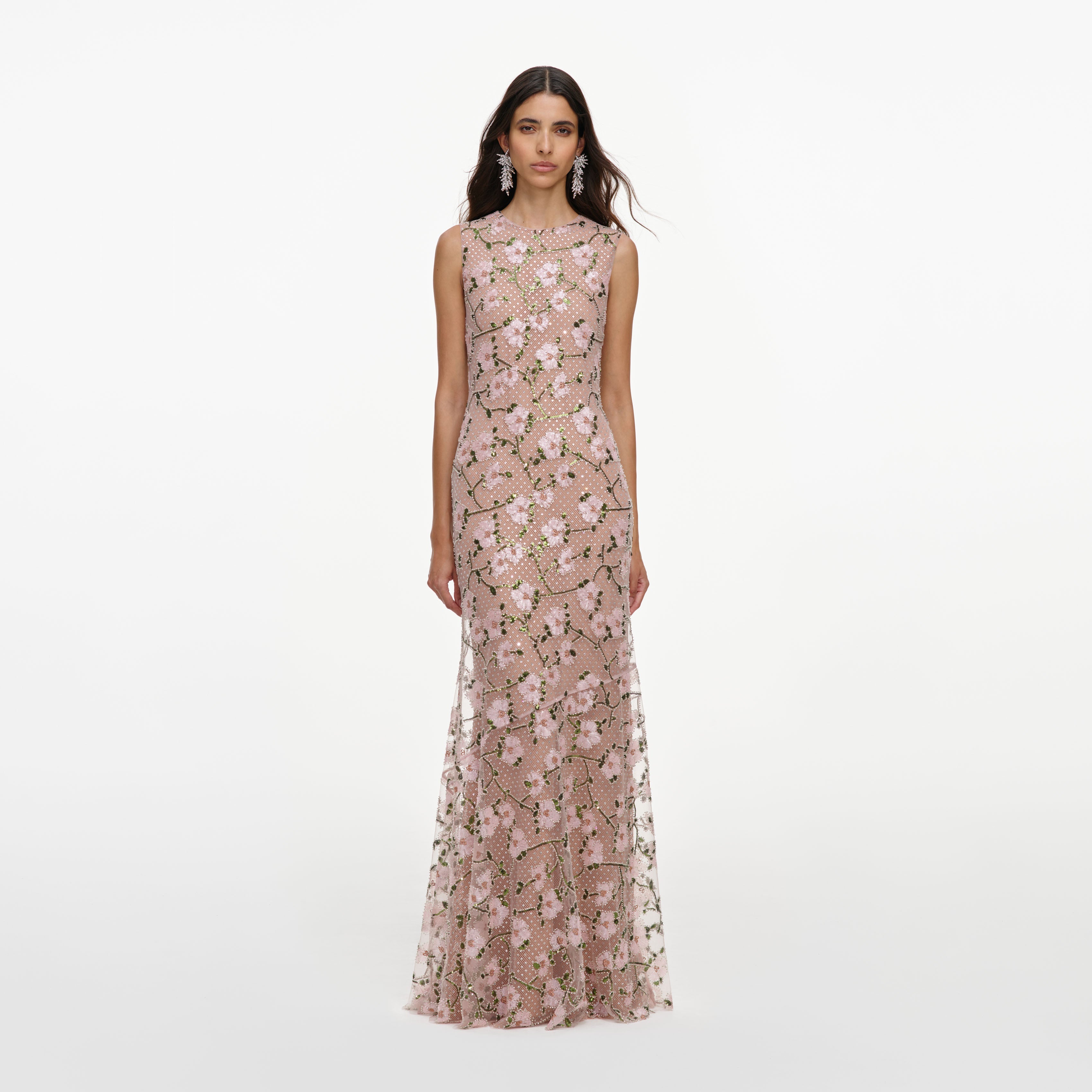 mesh sequin dress self-portrait - Pink Rhinestone Maxi Model height is 59 item size:L Liz Lisa - fishtail MSSS25