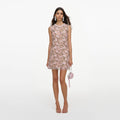Pink Floral Sequin Embellished Mini Dress