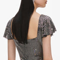 Grey Rhinestone Mesh Mini Dress
