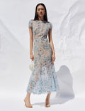 Blue Sequin Embellished Midi Dress
