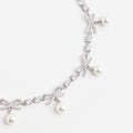 Crystal Bow Pearl Charm Bracelet