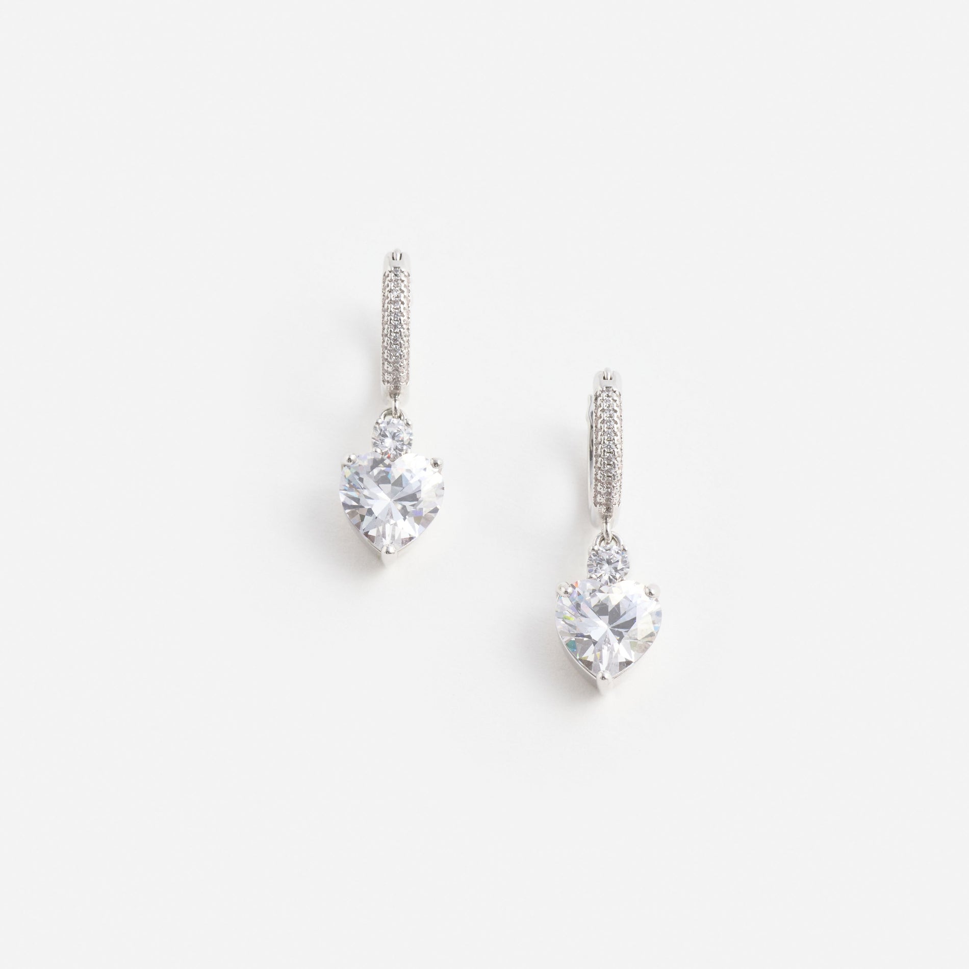 Crystal Heart Dangle Hoop Earring