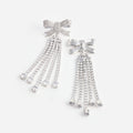 Silver Crystal Bow Droplet Earrings
