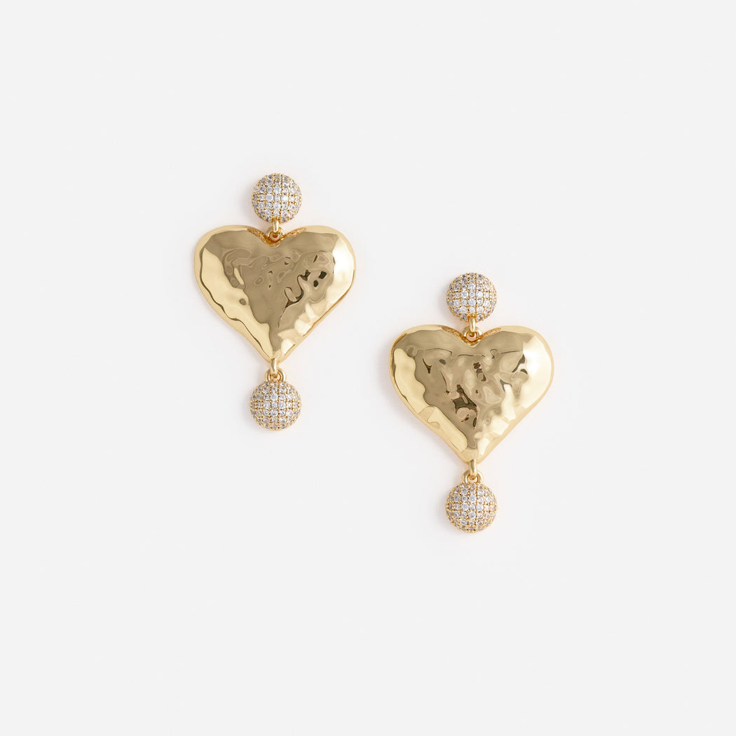 Mottled Gold Heart Crystal Earring