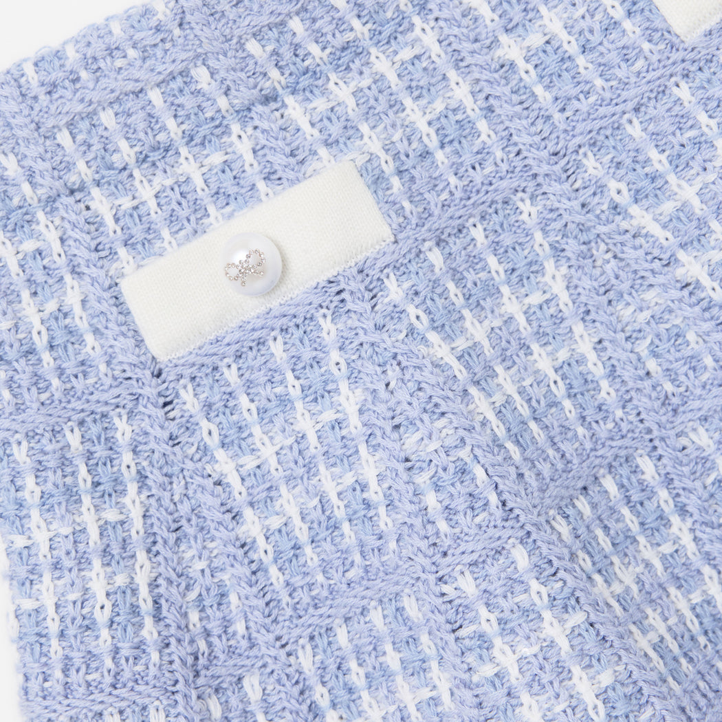 Blue Check Knit Skirt