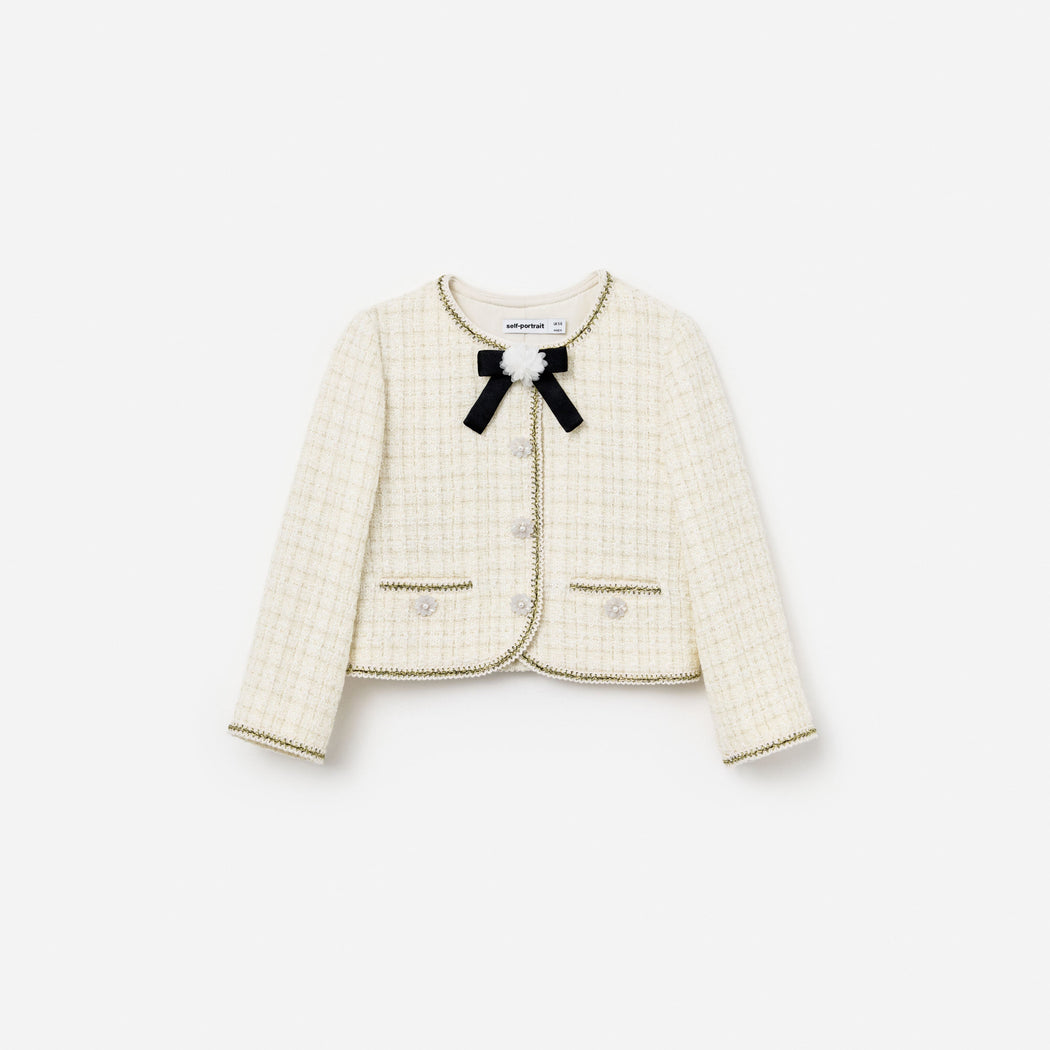 Cream Boucle Bow Jacket