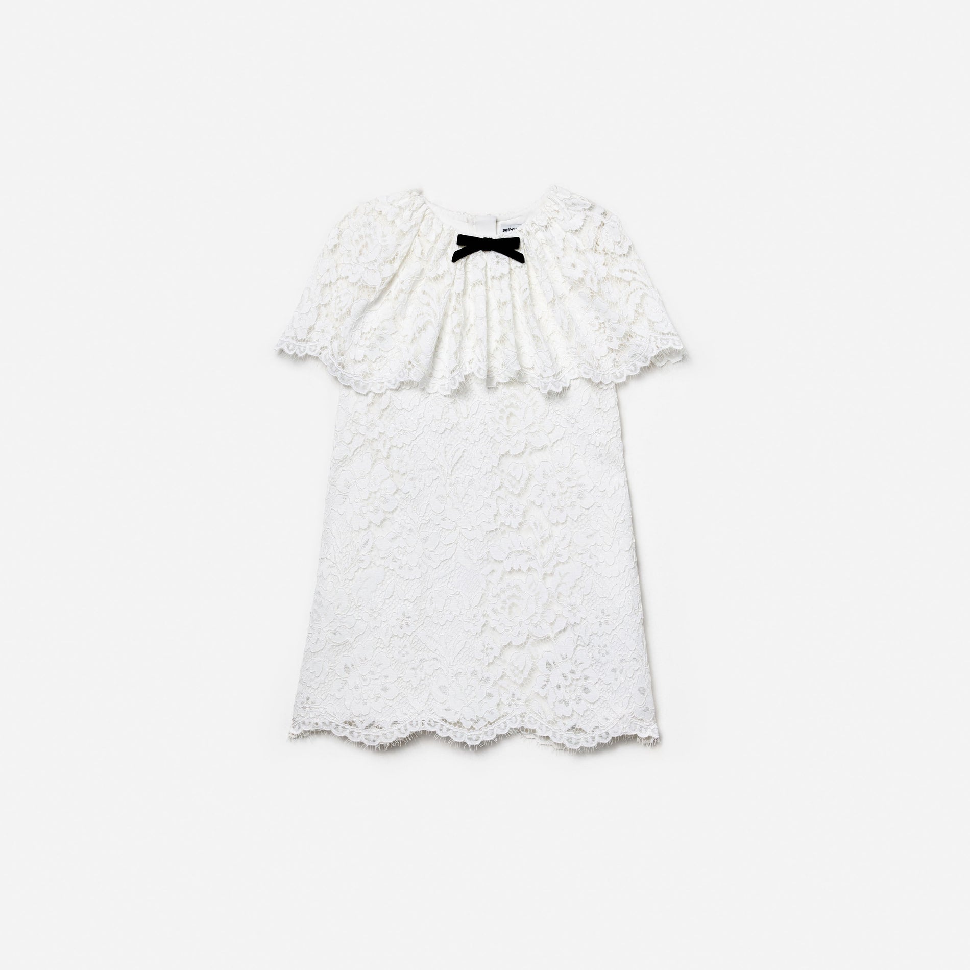 White Floral Lace Cape Dress