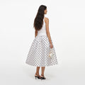Off White Sleeveless Polka Dot Midi Dress