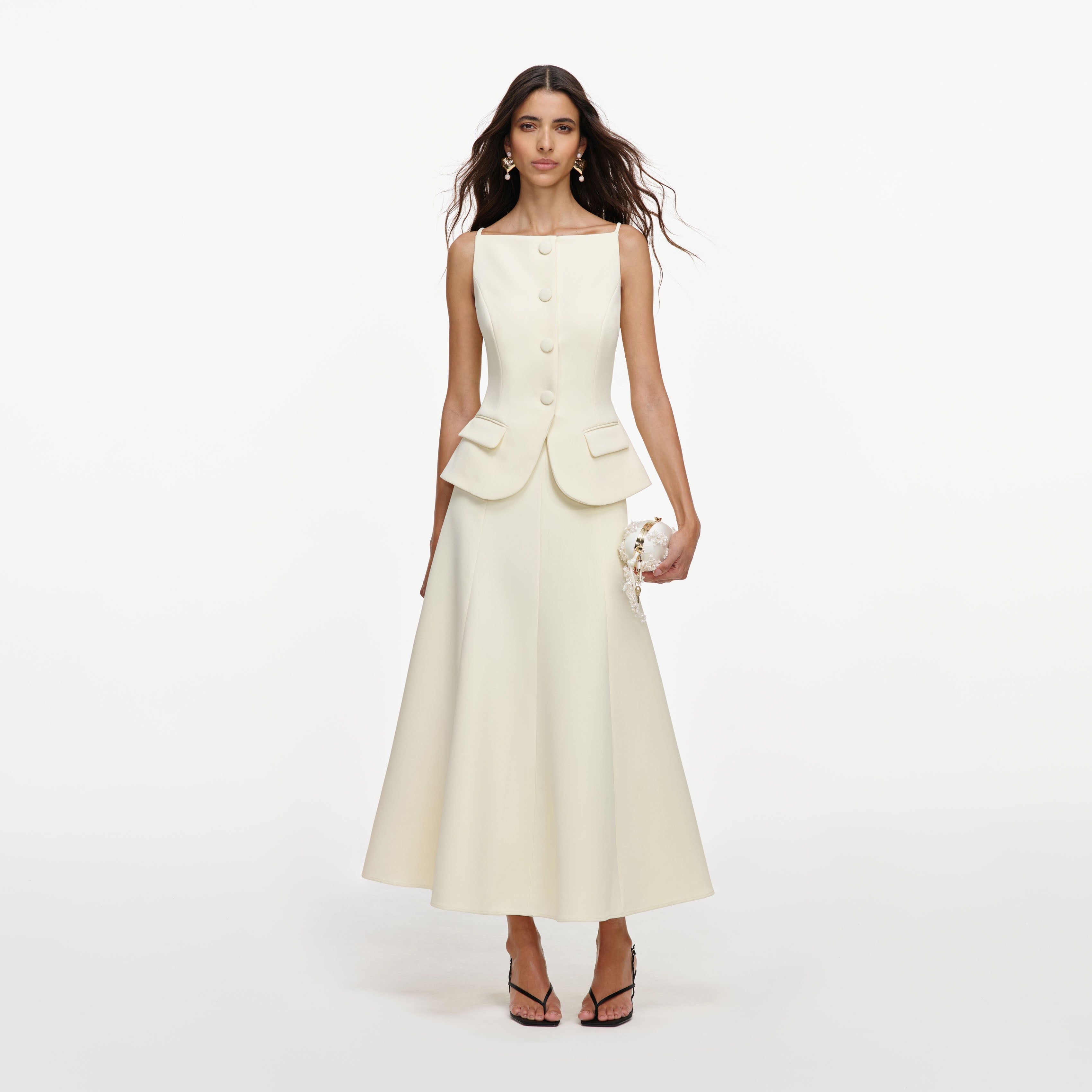 Yellow Crepe Peplum Midi Dress