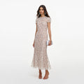 Cream Sequin Embellished Midi Dress
