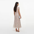 Cream Sequin Embellished Midi Dress