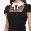 Black Crepe Bow Collar Top