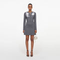 Grey Lace Flower Knit Mini Dress