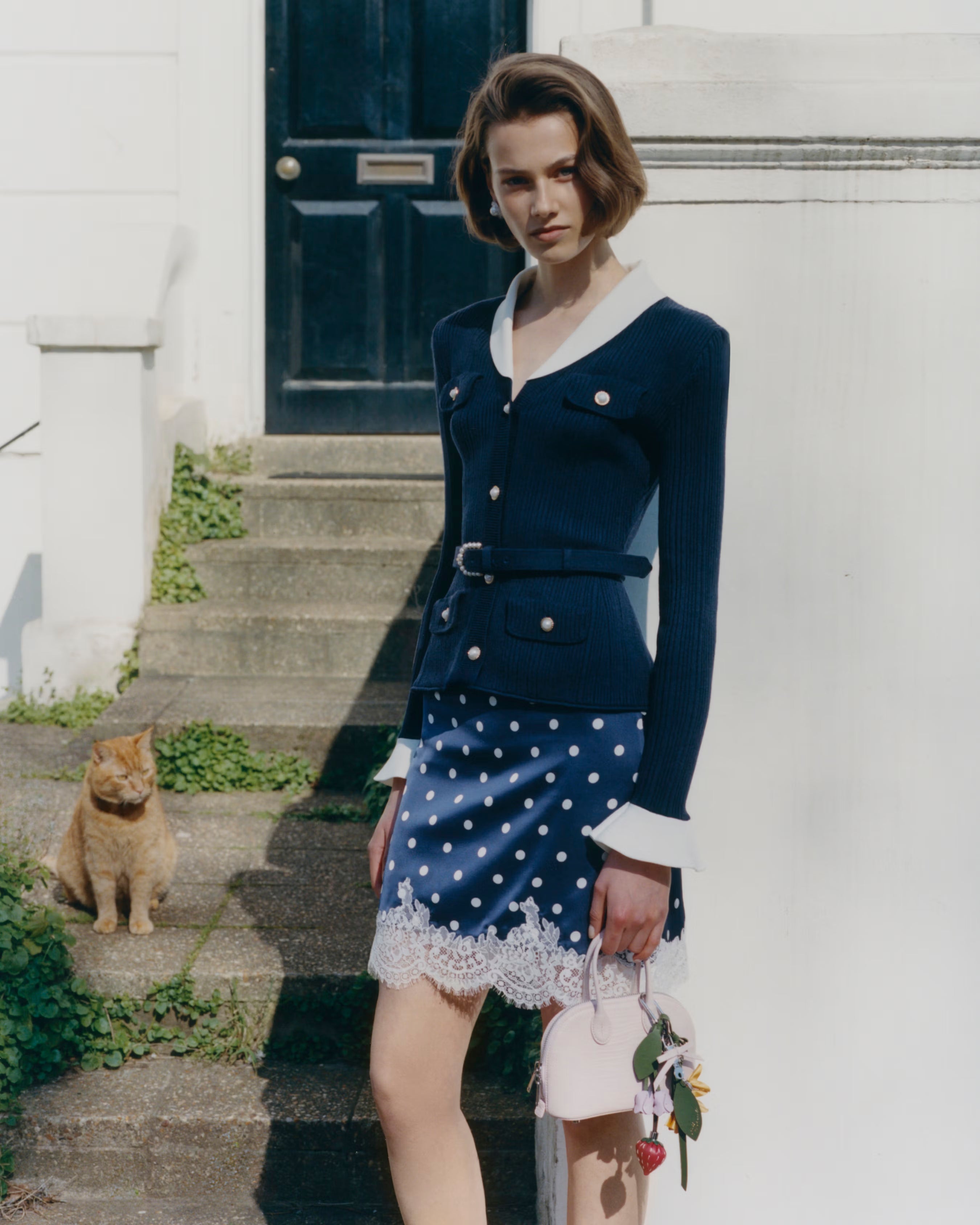 Navy Ribbed Knit Cardigan
