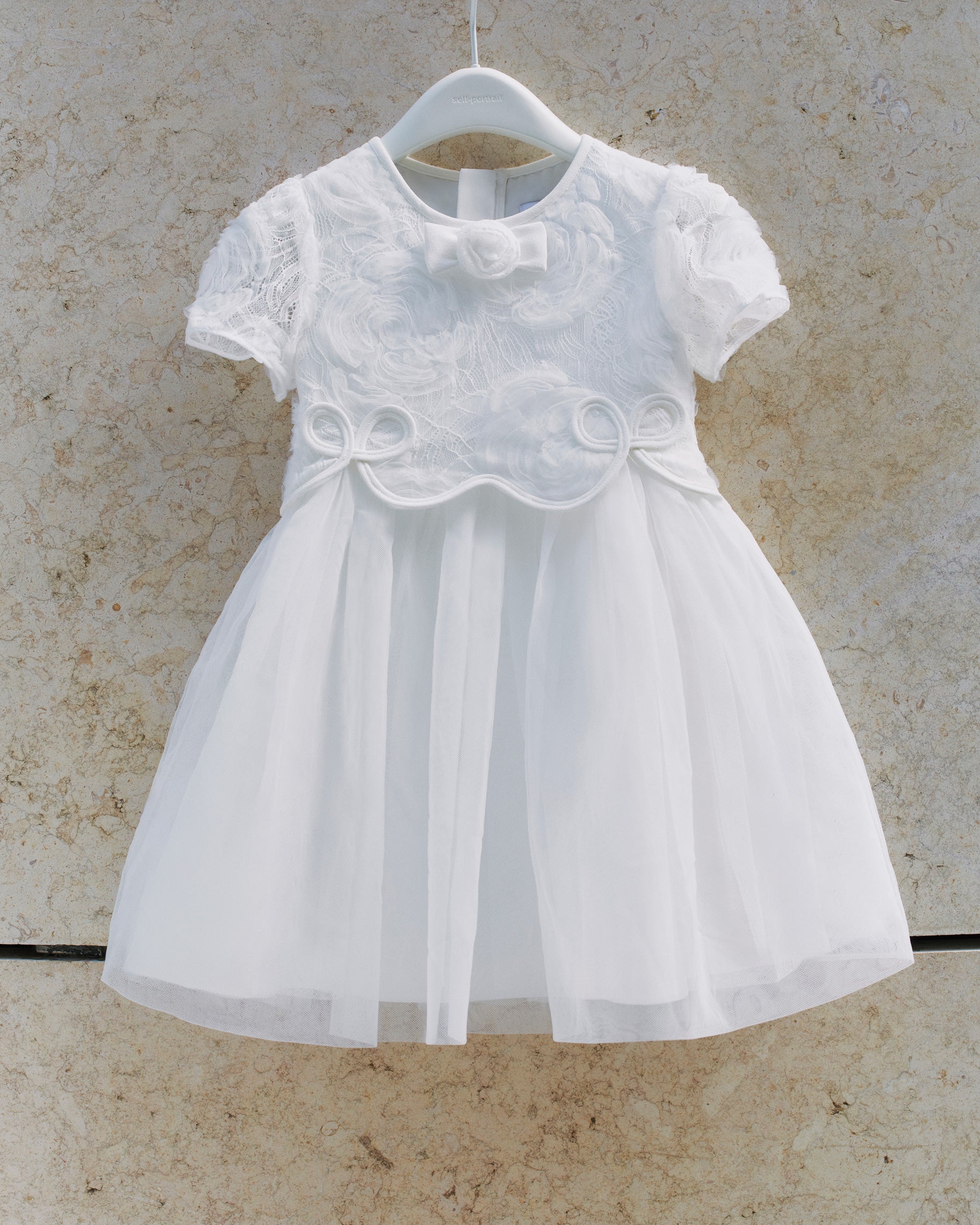 White Lace Bow Detail Dress