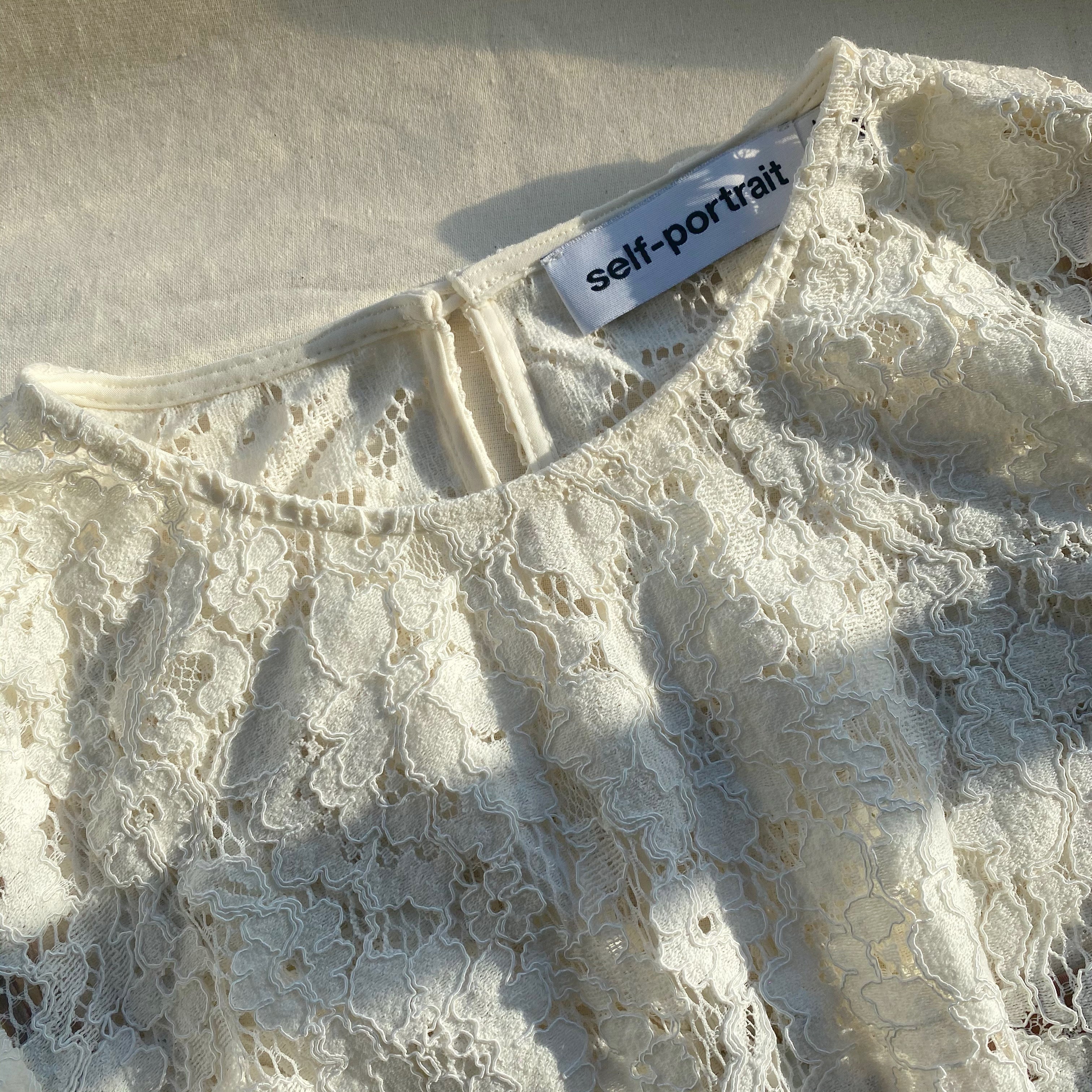 Ivory Cotton Lace Midi Dress