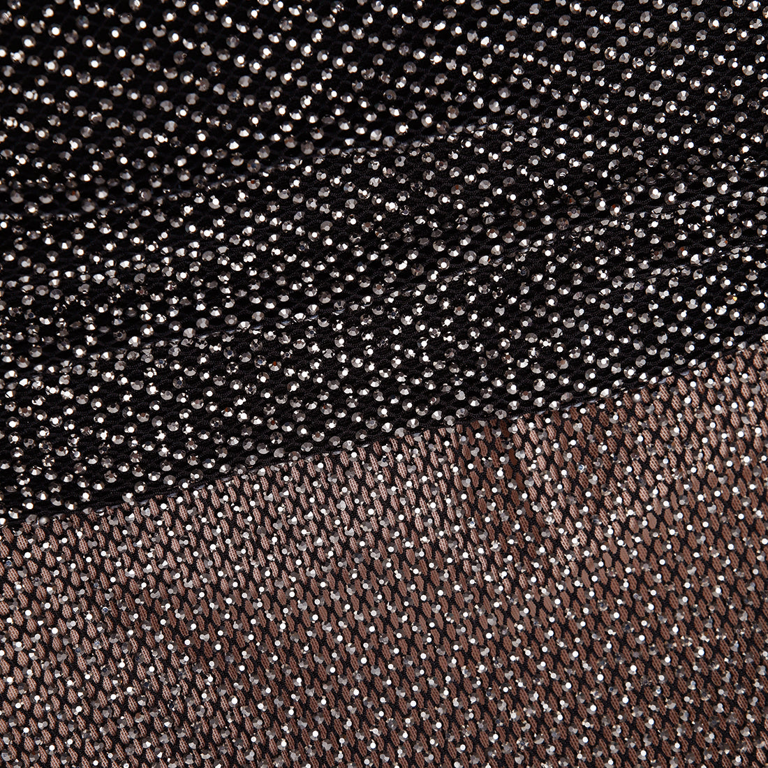 A close up of the fabric for the Black Rhinestone Fishnet Maxi Dress