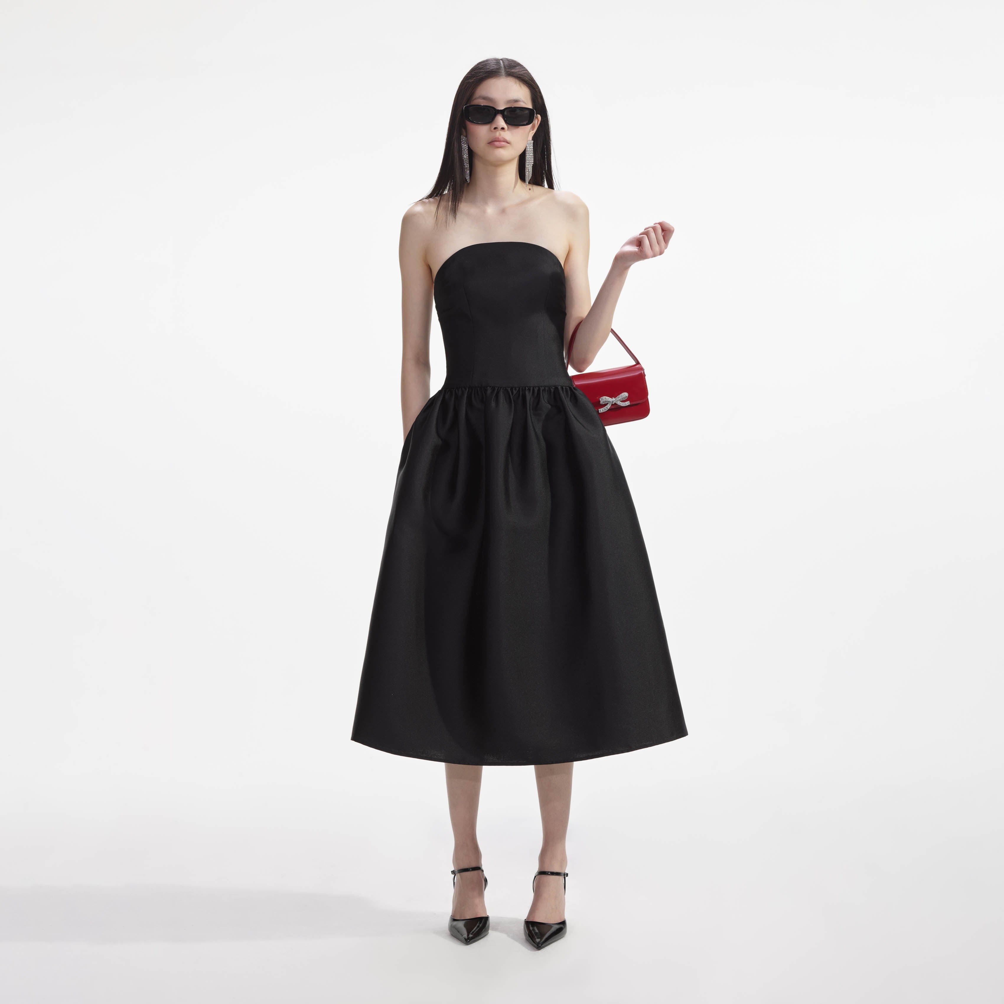 Black Taffeta Midi Dress self-portrait-US Black Taffeta Midi Dress self-portrait-US