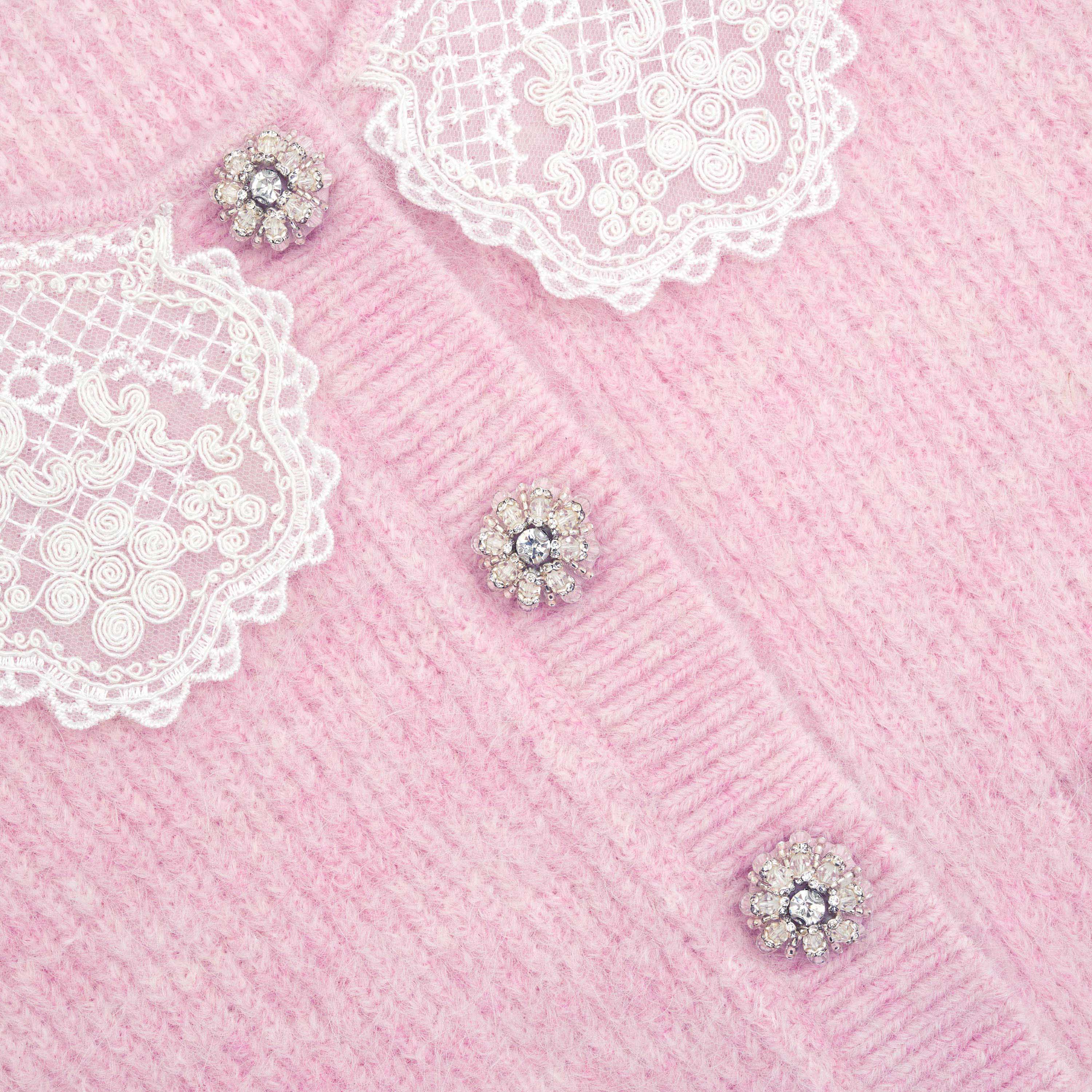 Pink Fluffy Rib Knit Cardigan