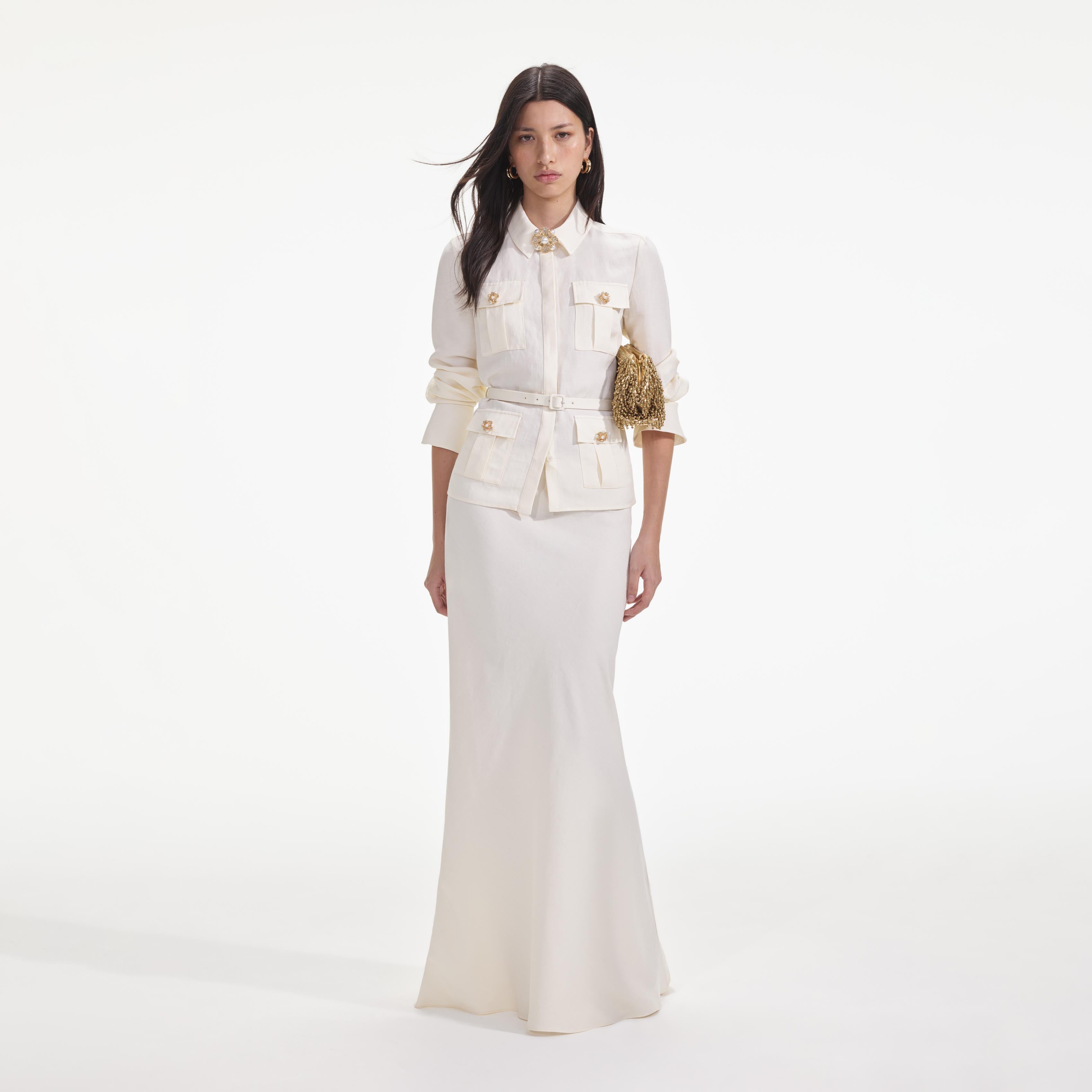Cream Linen Maxi Dress self-portrait-US Cream Linen Maxi Dress self-portrait-US