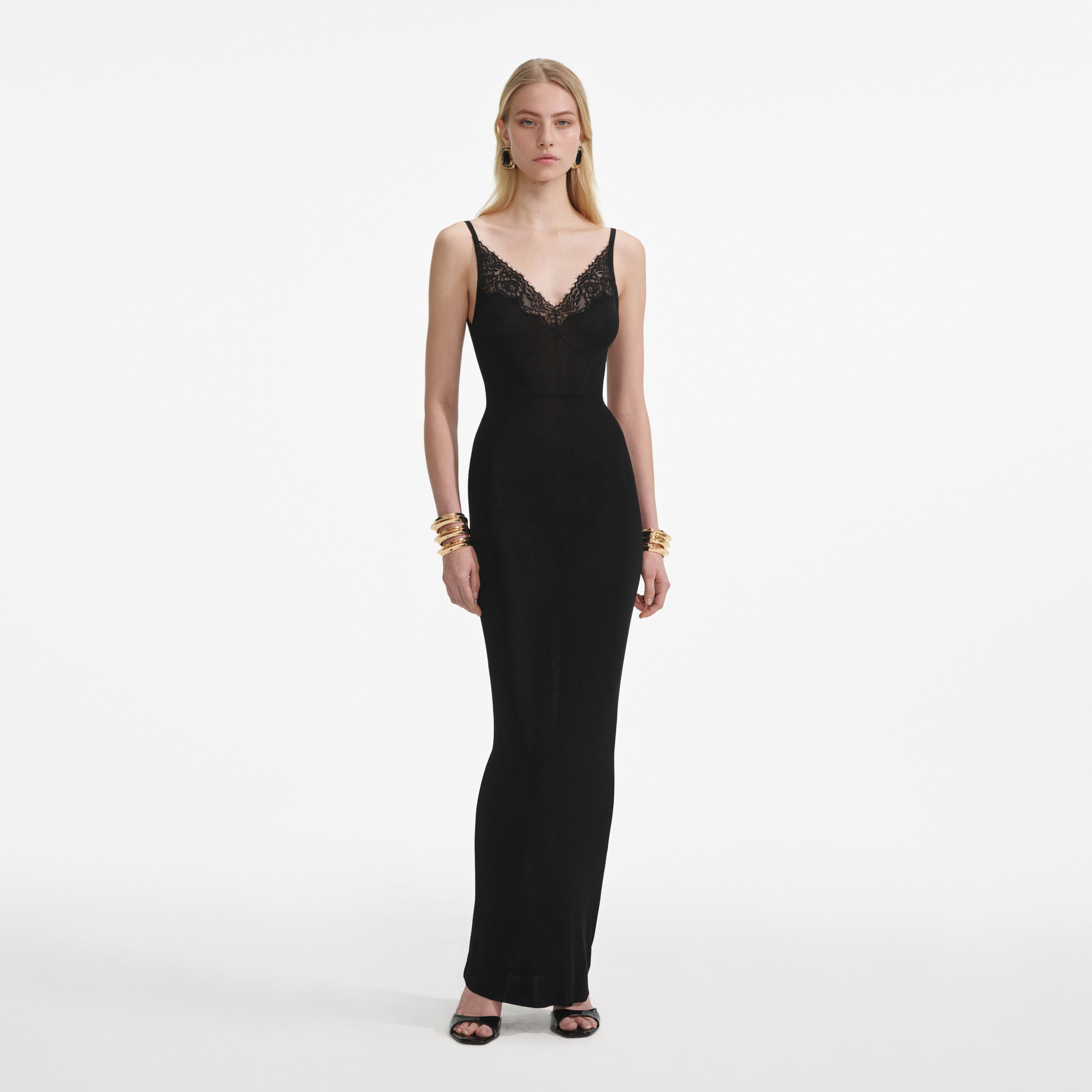 black maxi dress knit Black Emma Knit Maxi Dress