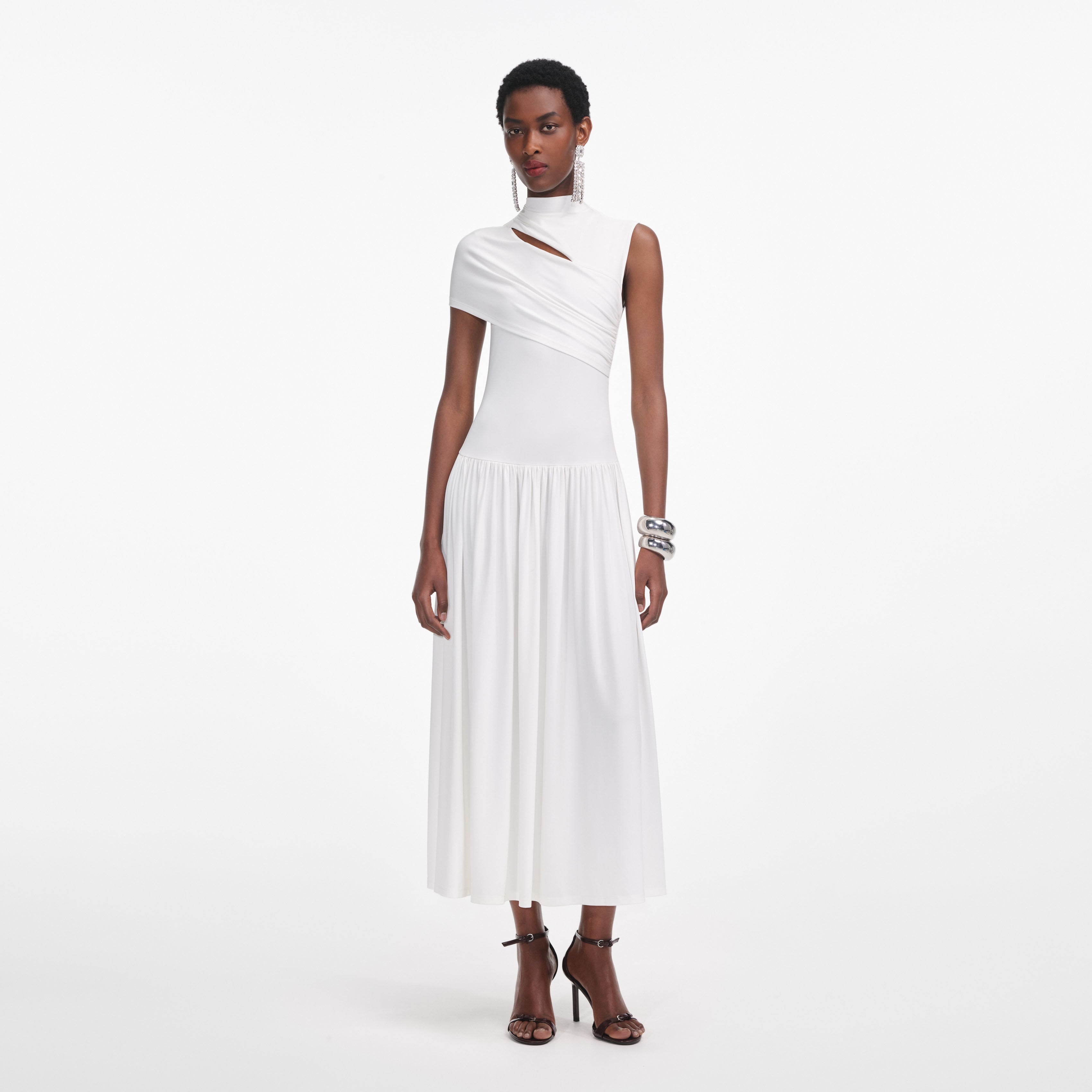 self-portrait - White Jersey Cut Out Midi Dress - UK 16 self-portrait - White Jersey Cut Out Midi Dress - UK 16