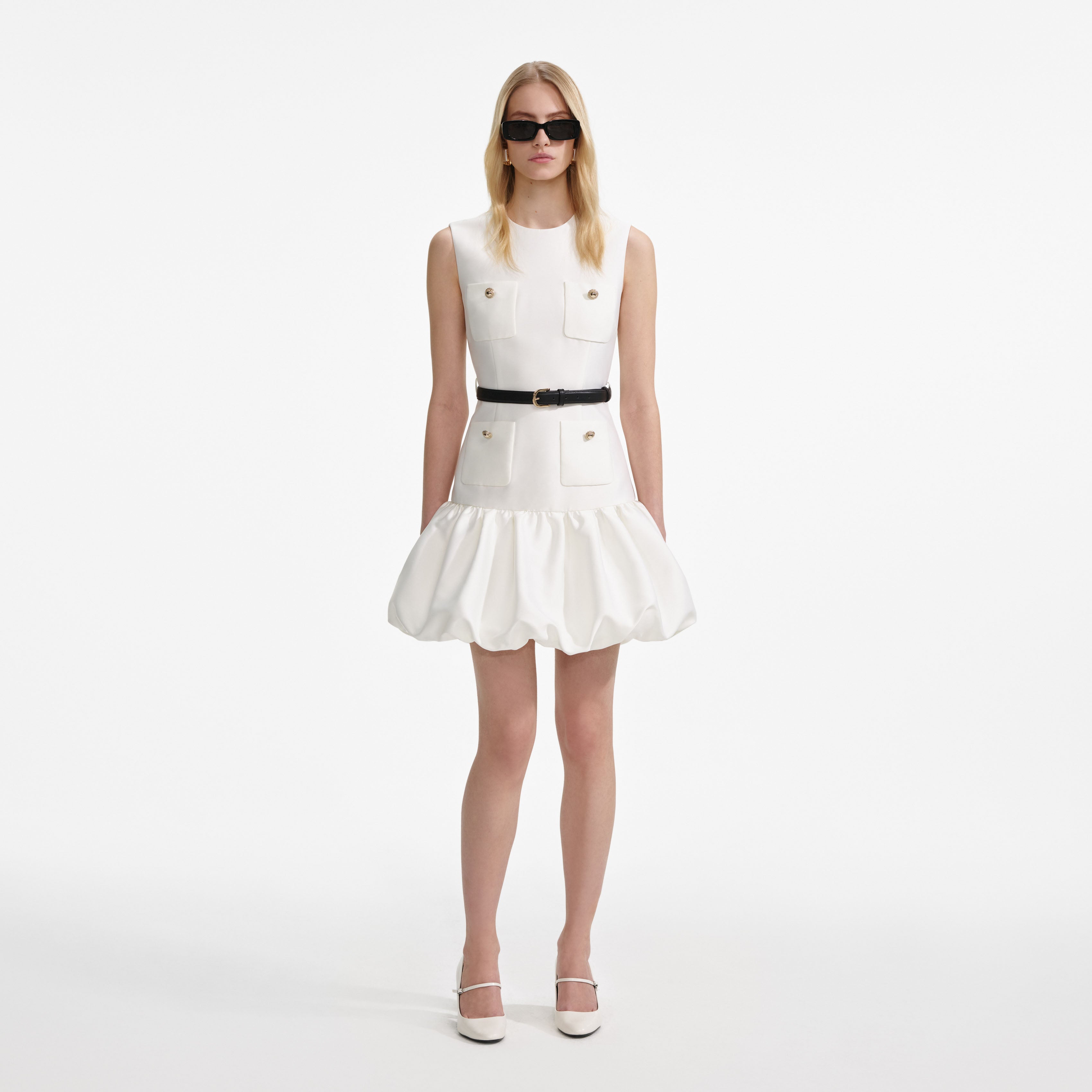 self portrait taffeta mini dress Self-Portrait - Cream Taffeta Mini Dress