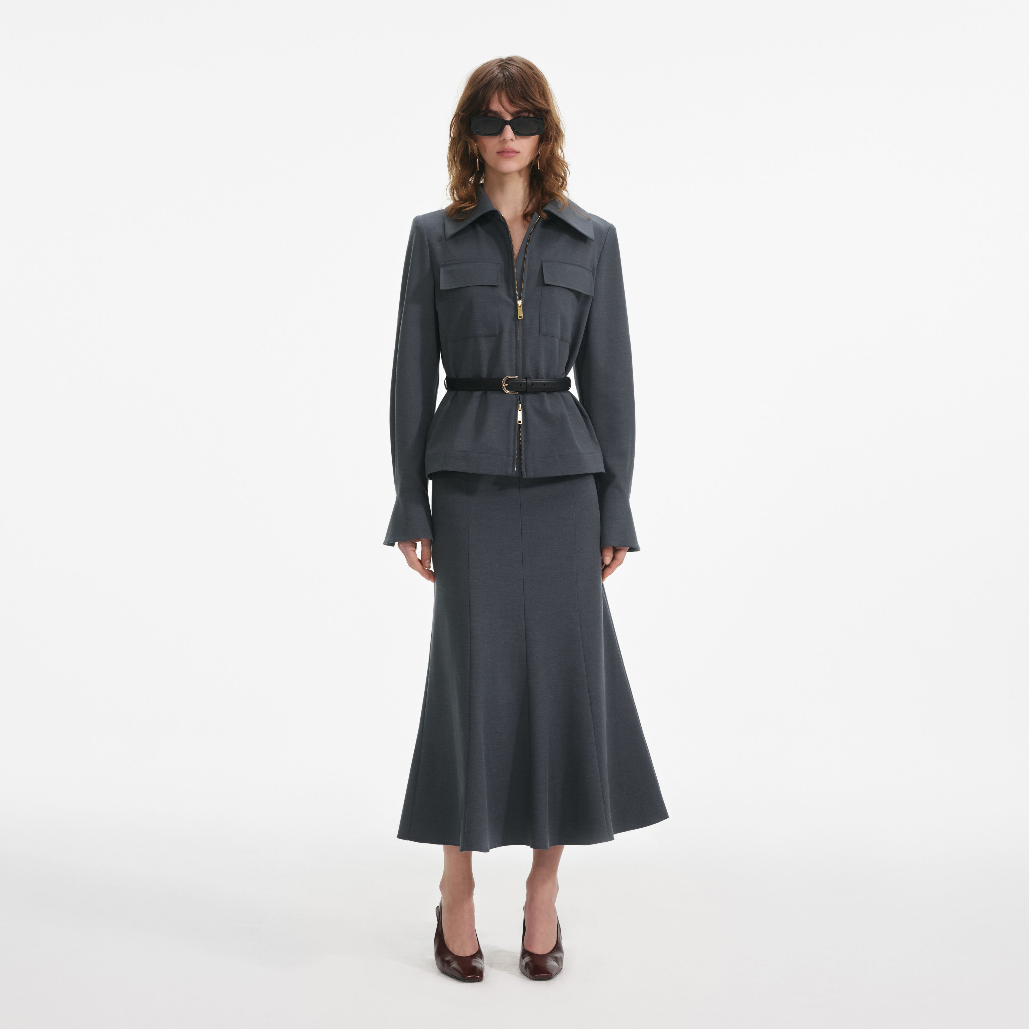 midi grey dress Semi-formal Gray Linen midi dress, Spring Linen swing dress with pockets, Fit and flare dress, Womens Custom work dress, Xiaolizi 4914