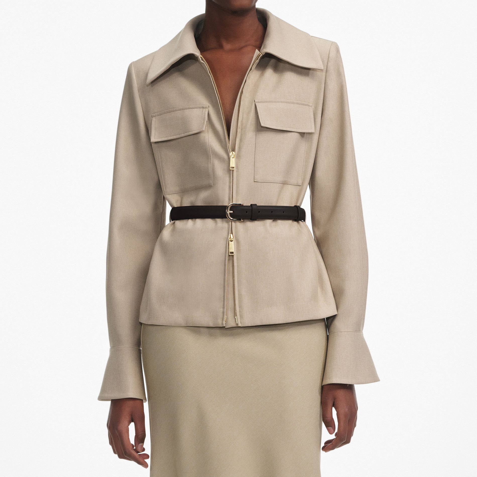 Beige Twill Maxi Dress