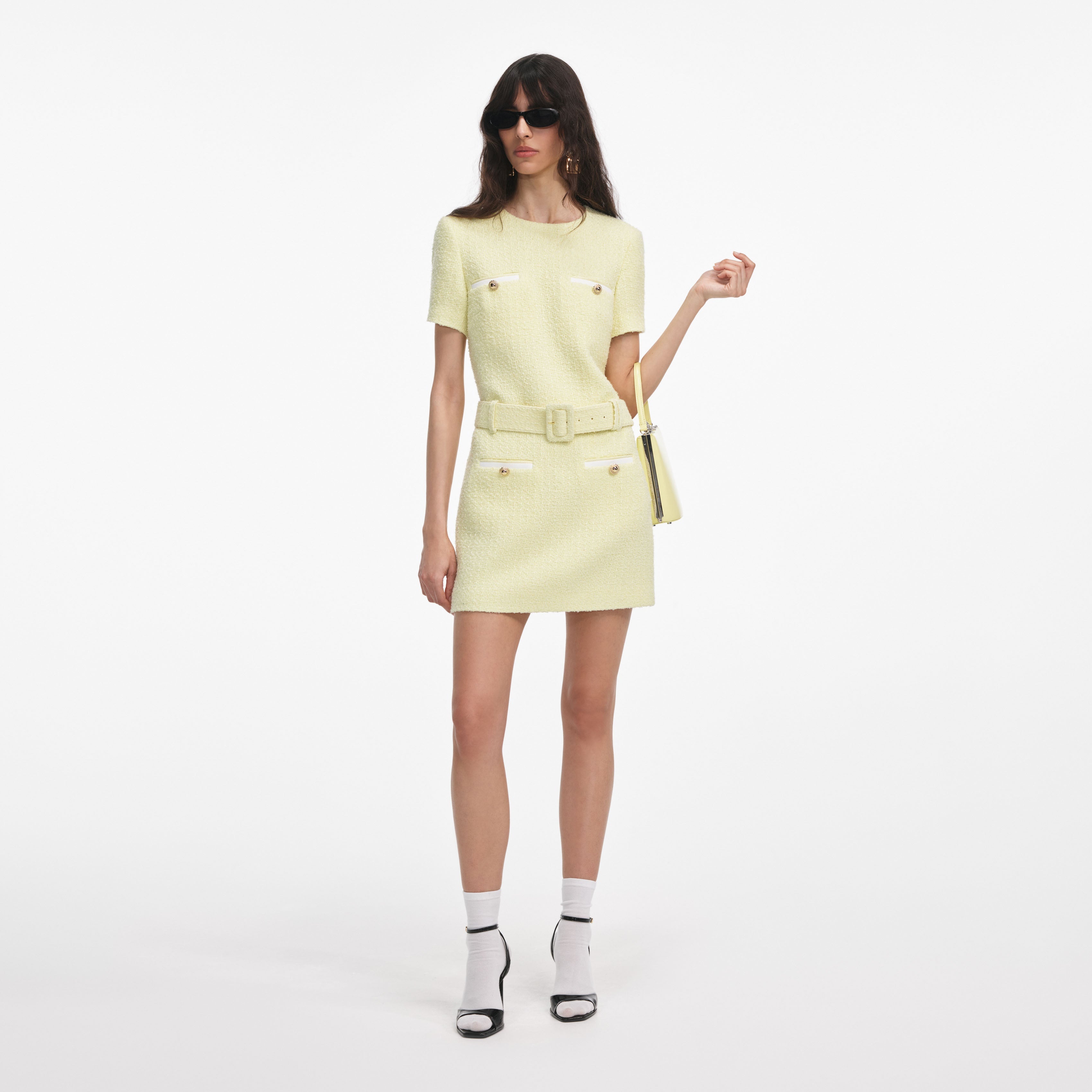 self-portrait - Yellow Boucle Mini Dress - US 12 self-portrait - Yellow Boucle Mini Dress - US 12