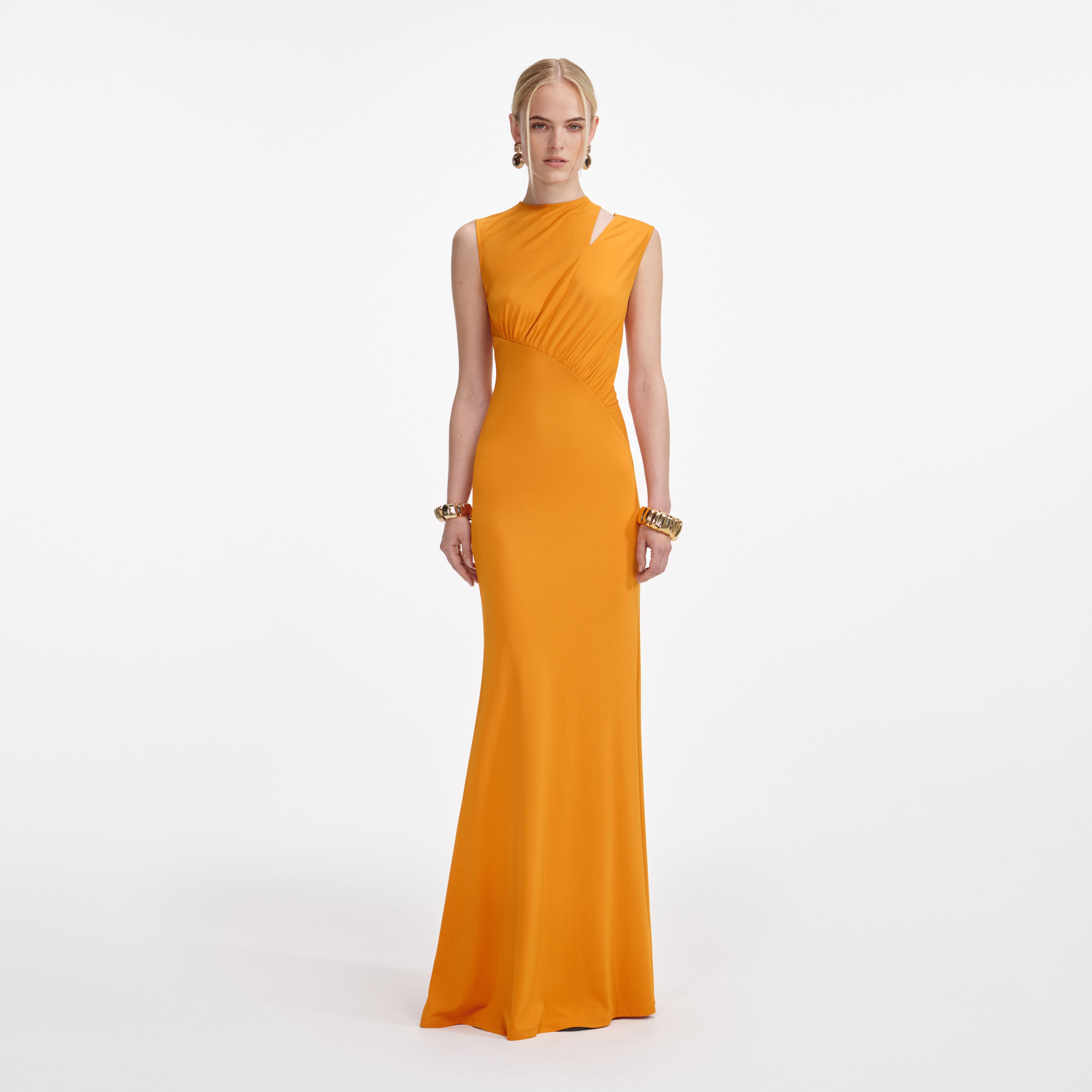 self-portrait - Burnt Orange Jersey Cut Out Maxi Dress - US 12 self-portrait - Burnt Orange Jersey Cut Out Maxi Dress - US 12
