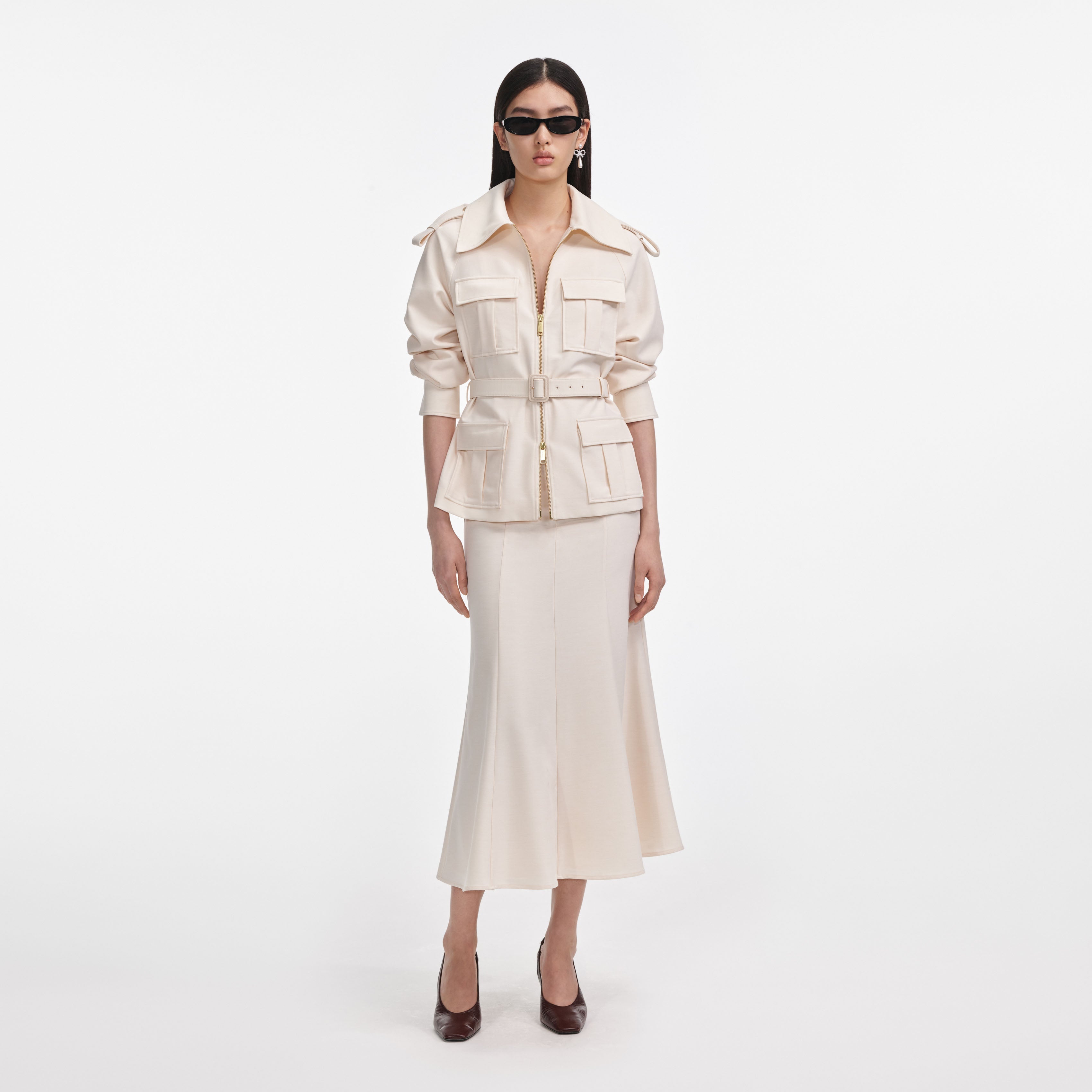 beige midi dress outfit Petal and Pup Women's Cammie Long Sleeve Midi Dress