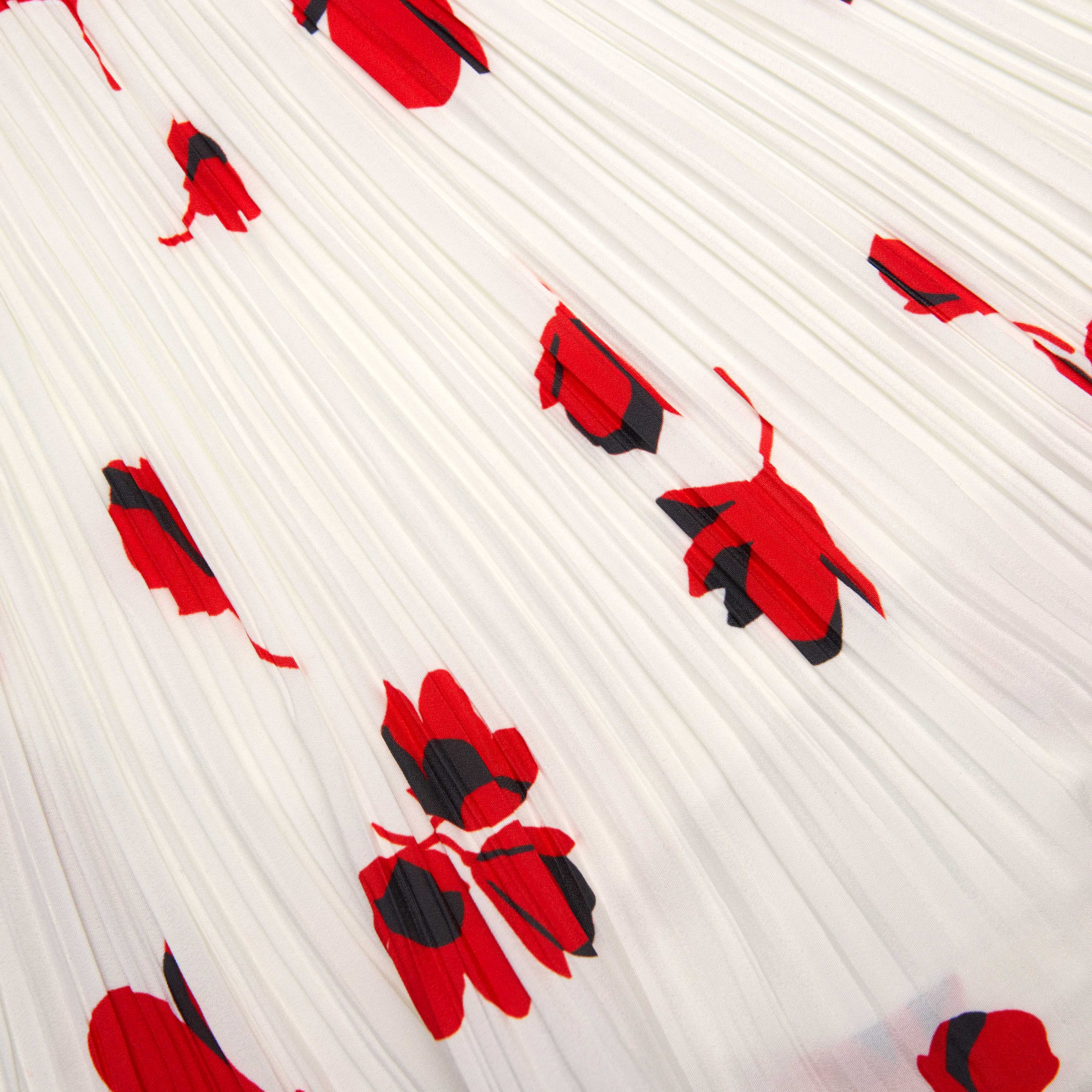 White Floral Plisse Top