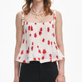 White Floral Plisse Top