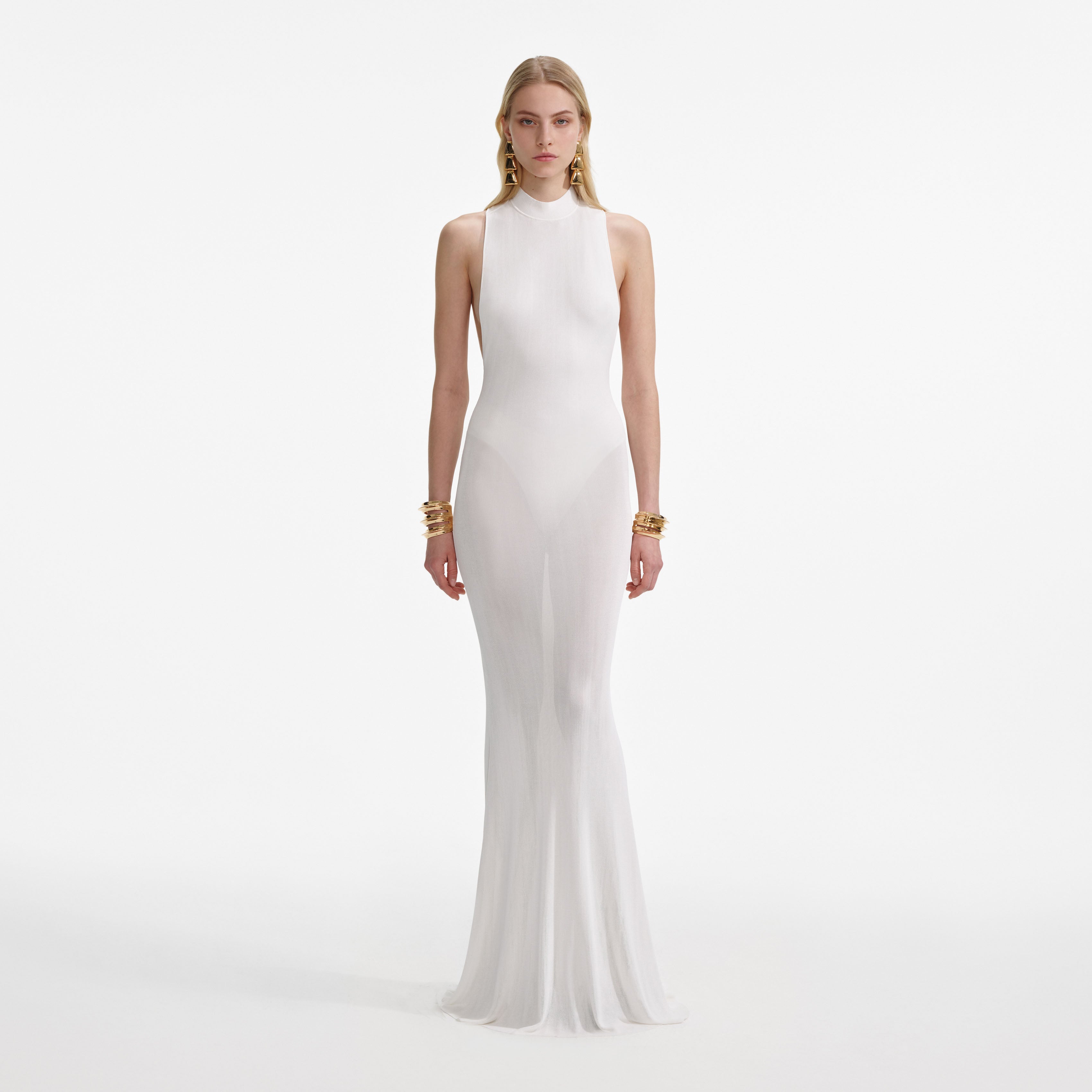 White Racer Back Viscose Knit Maxi Dress White Racer Back Viscose Knit Maxi Dress