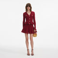 Burgundy Pointelle Knit Mini Dress