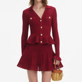 Burgundy Pointelle Knit Mini Dress